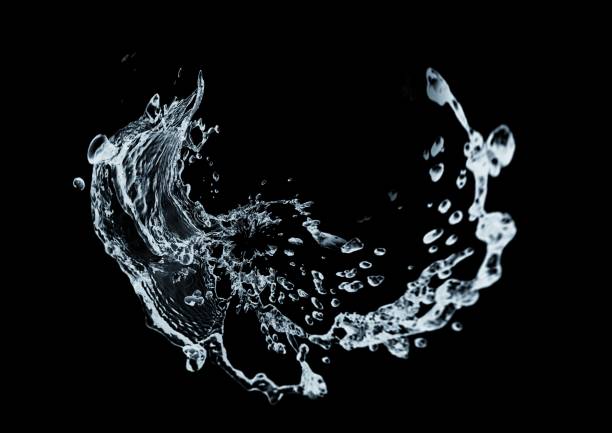 istock 3d illustration of abstract water waves and splashes flowing on black background 2200460347