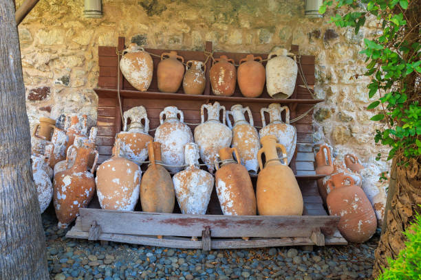 istock Antique clay vases. Background with selective focus and copy space 2200464314