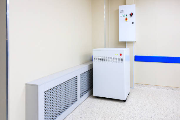 istock Medical equipment in a tomography room. Background with selective focus and copy space 2200464436