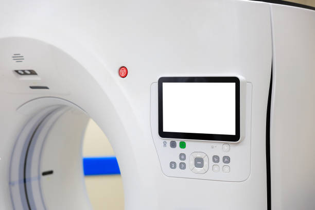 Tomograph monitor or display. Background with selective focus and copy space for text
