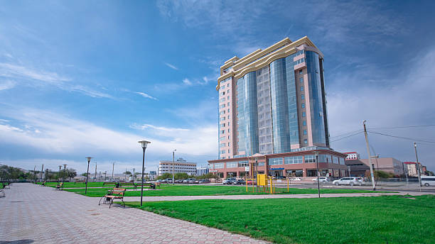 istock Modern buildings in city Atyrau timelapse hyperlapse. 2200465811