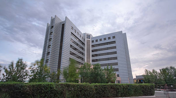 istock Modern buildings in city Atyrau timelapse hyperlapse. 2200465944