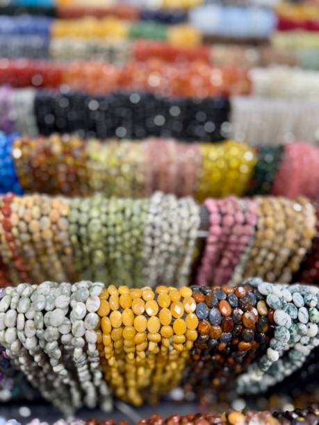 istock Strings of colorful gemstones for jewelry making 2200476545