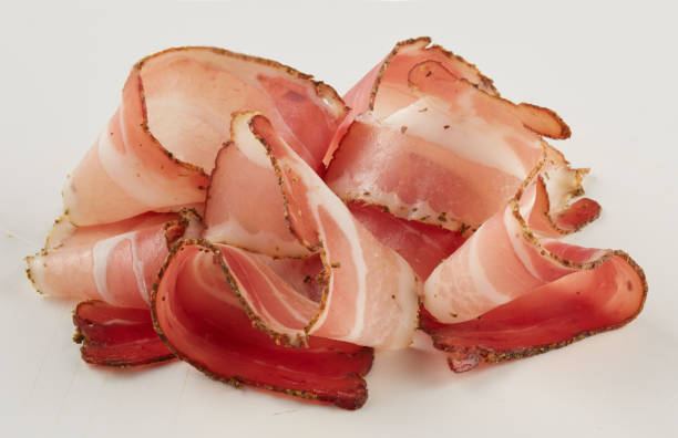 istock Several thin slices of smoked pork 2200484146