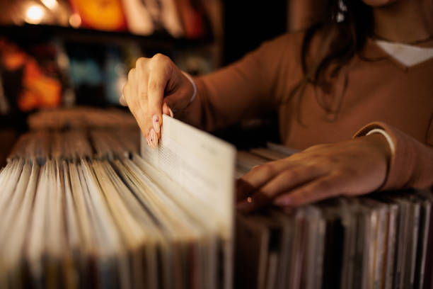 Vintage Music Lover Browsing Through Vinyl Records