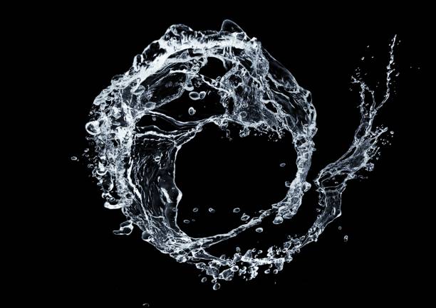 istock 3d illustration of swirling abstract water splash circle on black background 2200488409