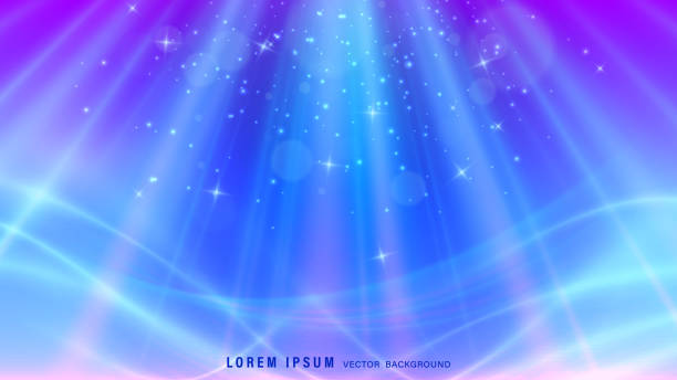 istock Colorful abstract background with gradient of blue and purple, glowing rays, bokeh effects, and sparkling dots 2200493871