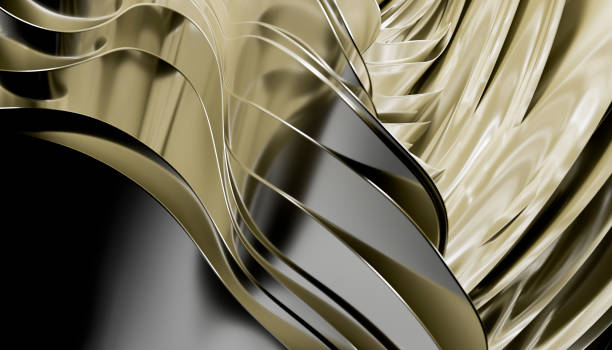 istock Abstract golden and chrome waves flowing and blending together 2200497822