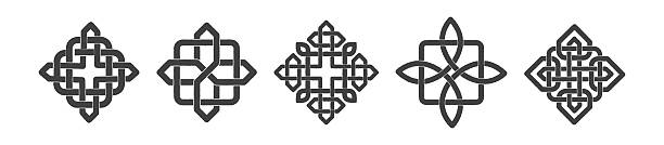 Collection of Nordic patterns – Celtic knot designs. Traditional symbols with elaborate interwoven lines. Ancient Irish tribal motifs. Hand-drawn Celtic ornament celtic-triskele-tattoo stock illustrations