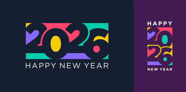 2026 happy new year design vector. trendy unique new year 2026 logo design template - neujahrsgruß 2026 stock-grafiken, -clipart, -cartoons und -symbole