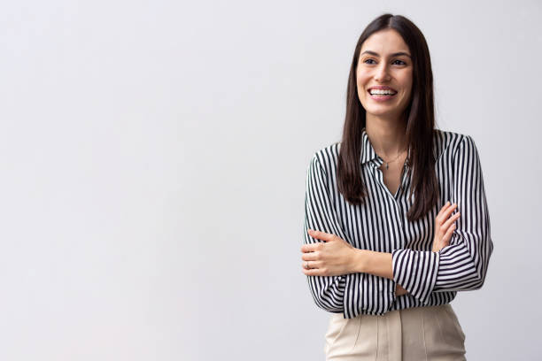 istock Elegant Latina professional in a sharp business portrait 2200504015
