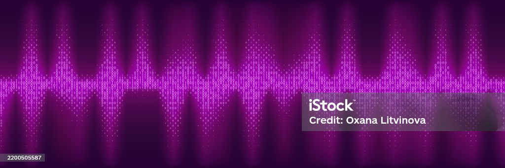 Sound Wave Code Halftone Sine Sound Wave Gradient Sine Wave Of White Binary Code On ...