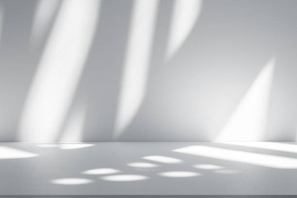 istock Wall interior background, studio and backdrops show products.with shadow from window color white . background for text insertion and presentation product 2200510109