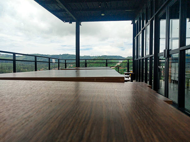 istock Wooden table and chair in the cafe 2200517222