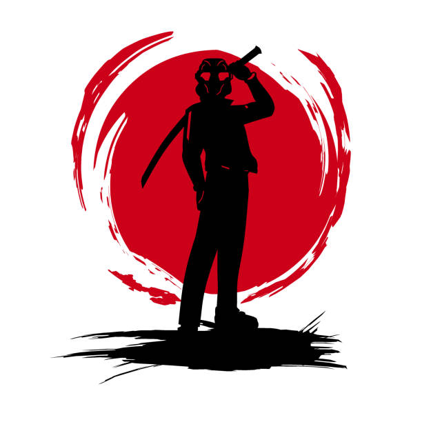 istock Samurai the swordman hero logo design for t-shirt and merchandise. Abstract isolated vector illustration. 2200522756