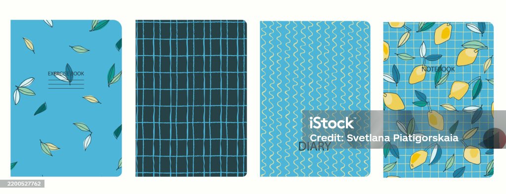 Cover Page Vector Templates With Hand Drawn Lemon Headers Isolated And ...