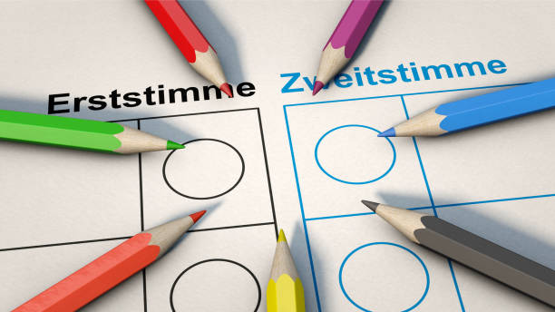 German ballot paper with colored pens