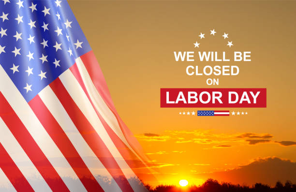 istock Labor Day Background. American flag against the sunset 2200531530