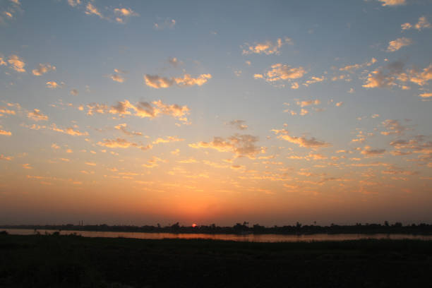 Beautiful landscape Luxor with dramatic sunset sky, Egypt