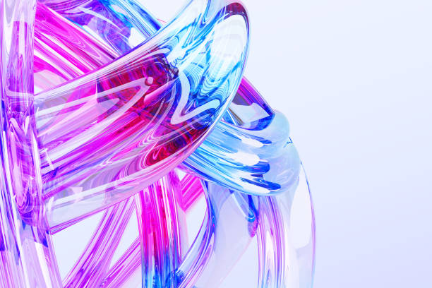 istock Rainbow liquid glass transparent abstract 3d macro background. Colorful fluid flow curve shape with bright iridescent light holographic gradient render. Creative wallpaper, banner 2200538086