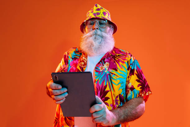 istock Senior old man with gray beard portrait in studio 2200538352