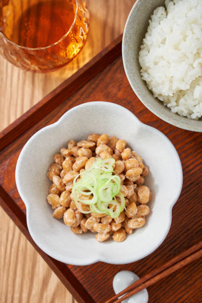 Fermented Natto in a Small Bowl with Rice – Traditional Japanese Breakfast