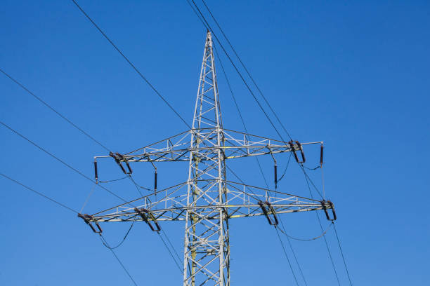 electricity pylon, power supply, energy supply, blue sky, Germany