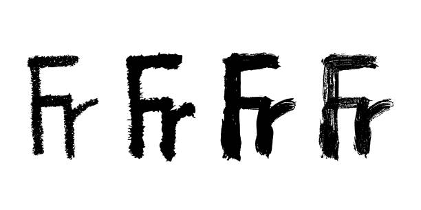 istock Hand drawn french franc gold currency symbol set Brush stroke doodle Single element for design 2200552172