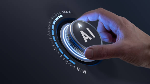 istock AI implementation and integration consultant turning knob to streamline and automate business workflows with artificial intelligence technology, improving efficiency and optimizing operations. 2200561608