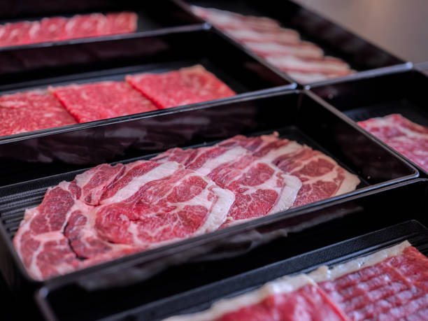 istock Premium Wagyu Beef Slices with Perfect Marbling 2200562343