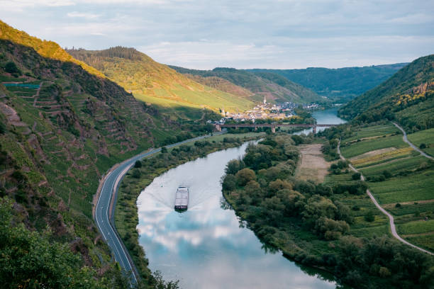 View across the Moselle River towards the town of Cochem in Germany