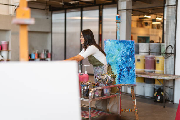 istock Middle Eastern Female Artist Teaching Diverse Art Class 2200566240