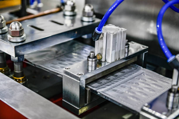 istock Aluminum foil blister pack packaging to protect from light in production line 2200568512