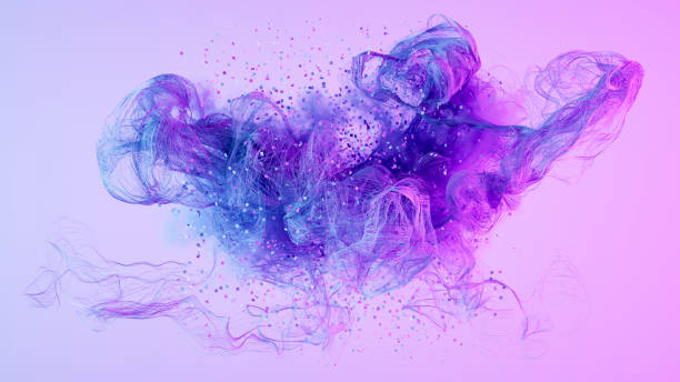 istock Abstract Wavy Lines with Particles, Chaotic Flowing Thin Wires, Artificial Intelligence and Big Data Concept 2200574909