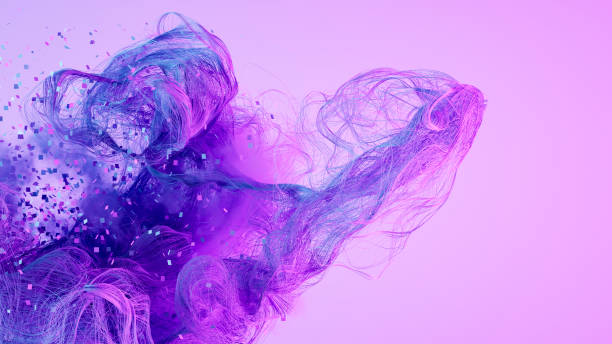istock Abstract Wavy Lines with Particles, Chaotic Flowing Thin Wires, Artificial Intelligence and Big Data Concept 2200576192