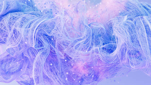 istock Abstract Wavy Lines with Particles, Chaotic Flowing Thin Wires, Artificial Intelligence and Big Data Concept 2200576336