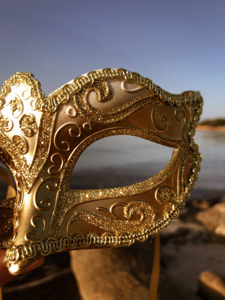golden venetian mask isolated on white background