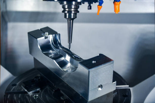 istock CNC mills machines for design configuration that utilizes a swivel head machine table flush with the surface, metalworking industrial 2200586241