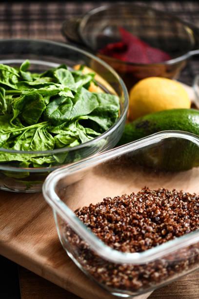 Freshly Prepared Quinoa and Spinach Ready to Be Used for Delicious Dinner Preparation