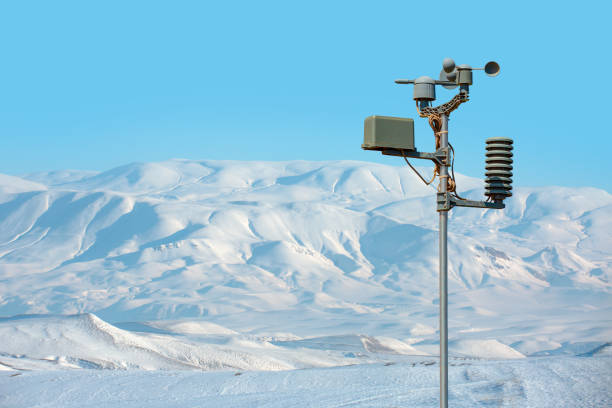 Weather station automatic measurement of weather parameters with blue sky