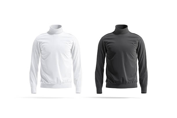 istock Blank black and white turtleneck sweater mockup, front view 2200606609