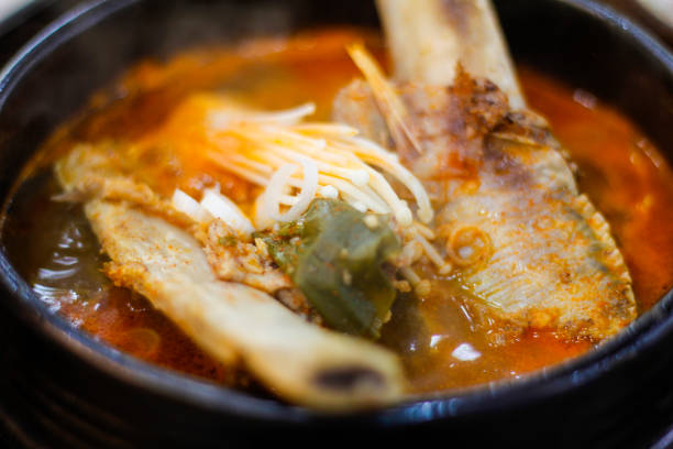 Galbitang a traditional Korean food, is on the plate.
