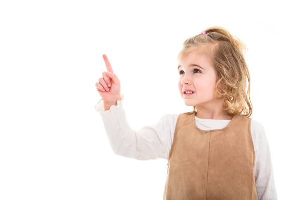 A 3 years old Child girl on studio white background