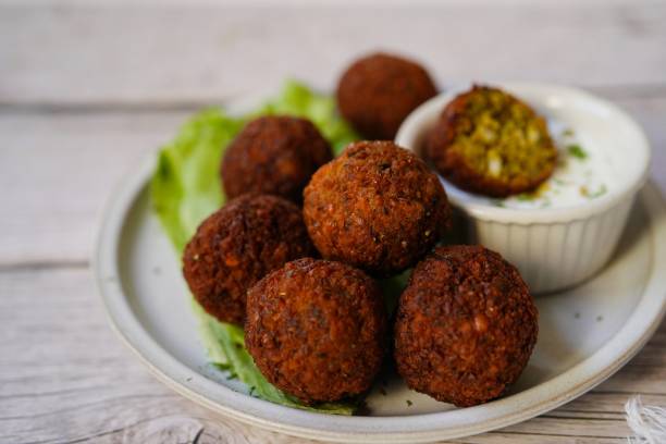 istock Homamade Falafel served with yogurt dip 2200611646