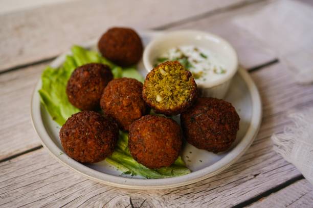 istock Homamade Falafel served with yogurt dip 2200611653