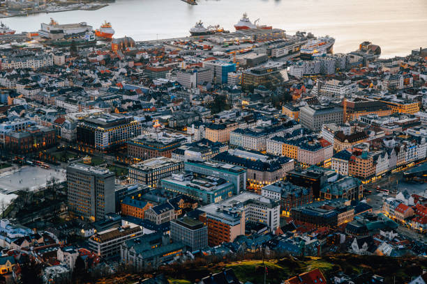 istock Dense Urban Landscape of Bergen, Norway in Soft Evening Light 2200618311