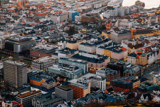 istock Dense Urban Landscape of Bergen, Norway in Soft Evening Light 2200618314