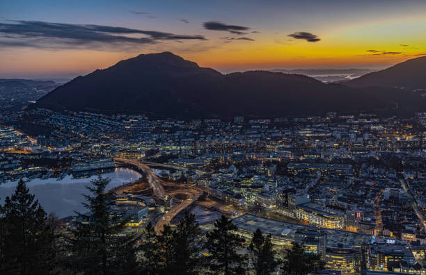 istock Bergen, Norway at Dusk with Illuminated Cityscape 2200618317