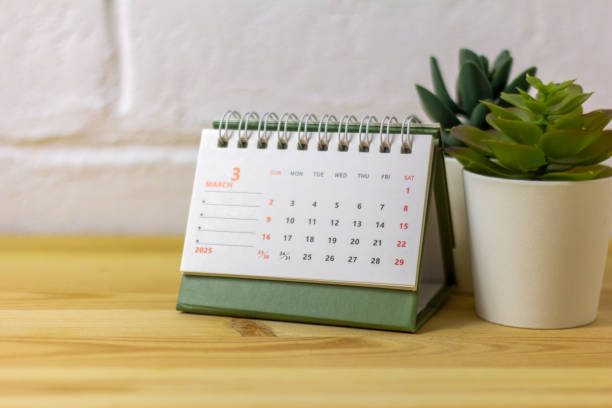 istock Hello March. March 2025 planning calendar on your desktop. 2200633149