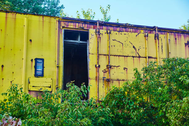 Abandoned old train carriage  with writings on it, Chiatura in Georgia, 01/06/2024